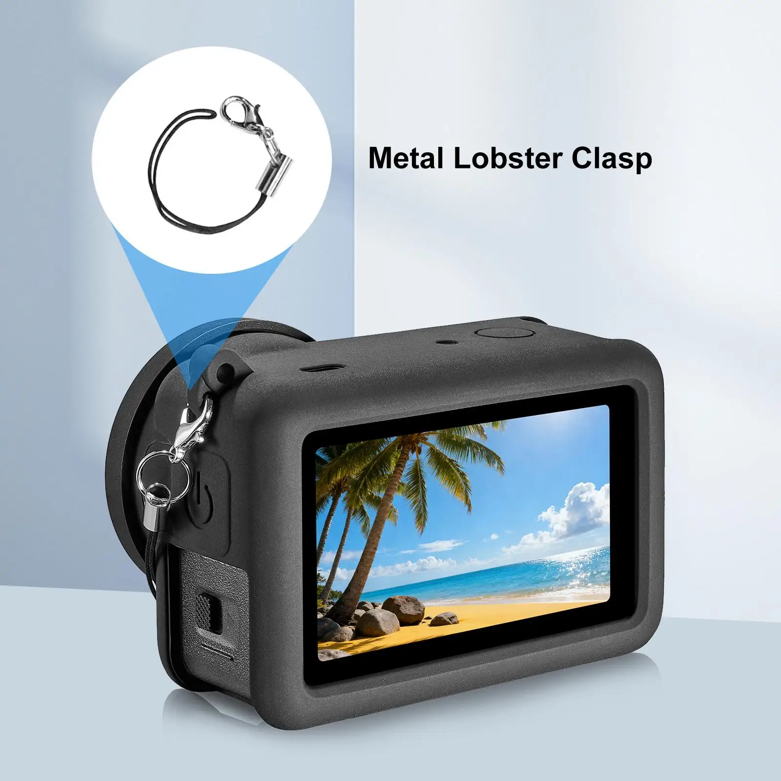 For DJI Osmo Action 6 PULUZ Silicone Protective Cover with Wrist Strap & Lens Cap