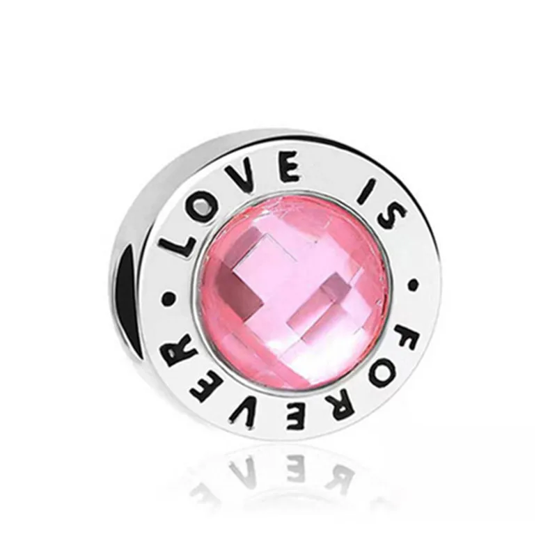 Charm Jewelry Pink Color Crystal Beads Heart Ladybug Love Flower Pendant Bracelet DIY Lady Jewelry Gift
