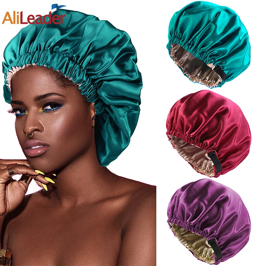 Bonnet de cheveux en Satin de soie réversible, Double couche, bande de  confort Durable pour femmes, cheveux bouclés, maquillage de sommeil, soins  de la peau