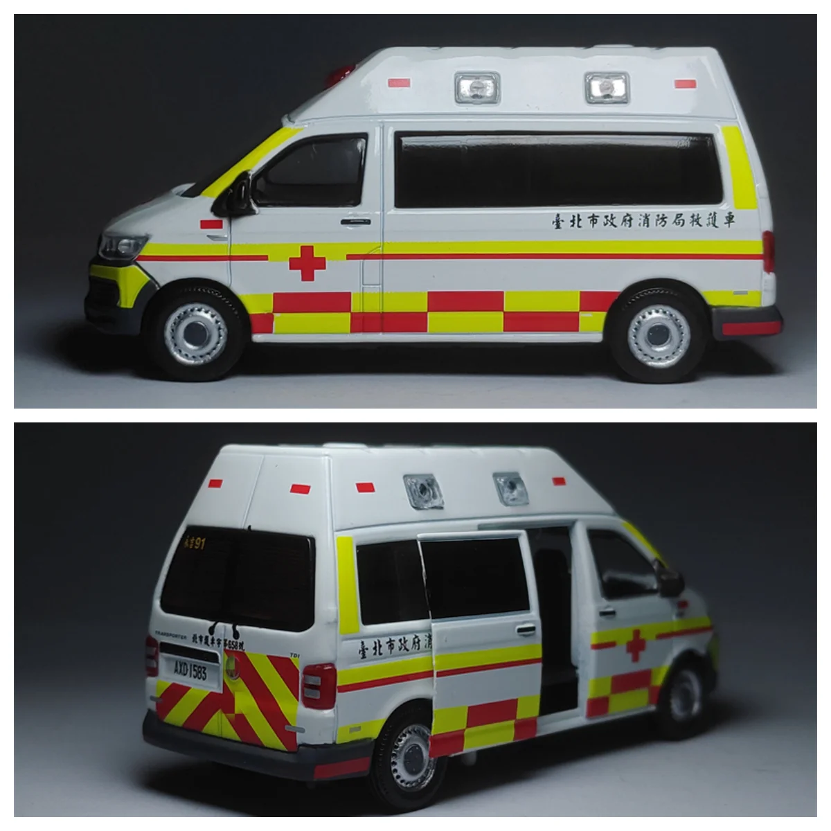 Tiny 1/64 T6 Transporter Ambulance Fire Department Die Cast Model Car Collection Limited