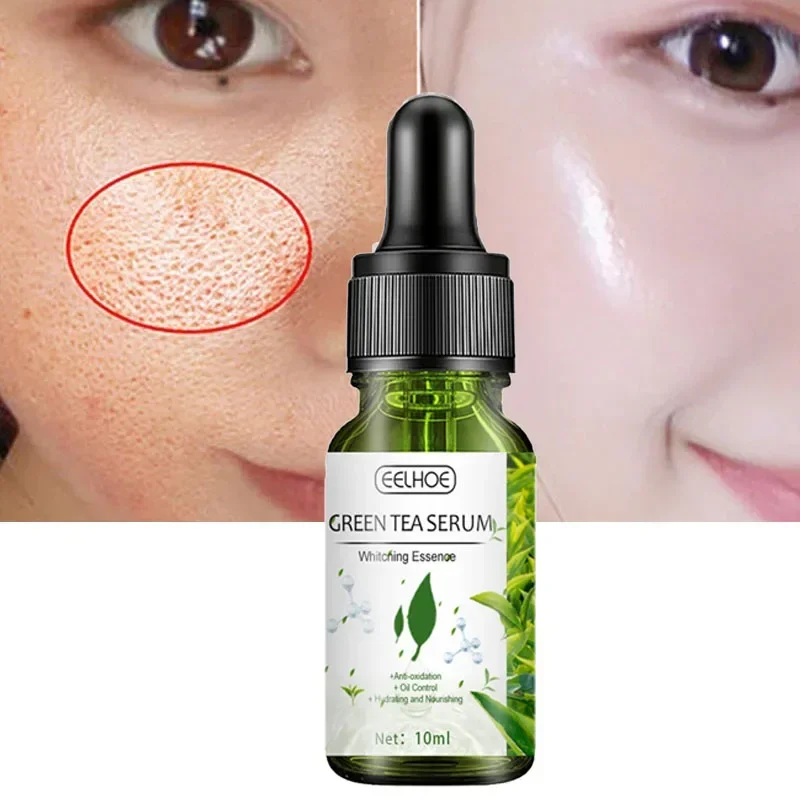 Green Tea Pore Shrink Face Serum Hyaluronic Acid Moisturizing Nourish Smooth Pores Repair Essence Firm Skin Care Korean Cosmetic