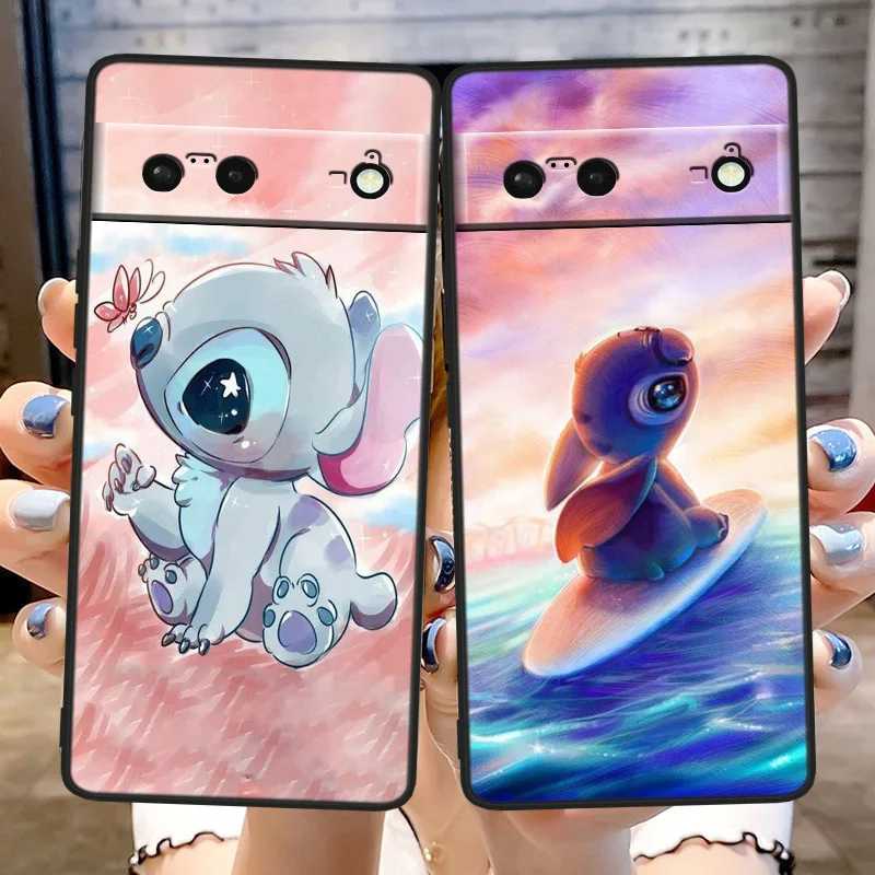 Funda para Google Pixel 6A Oficial de Disney Angel & Stitch Beso