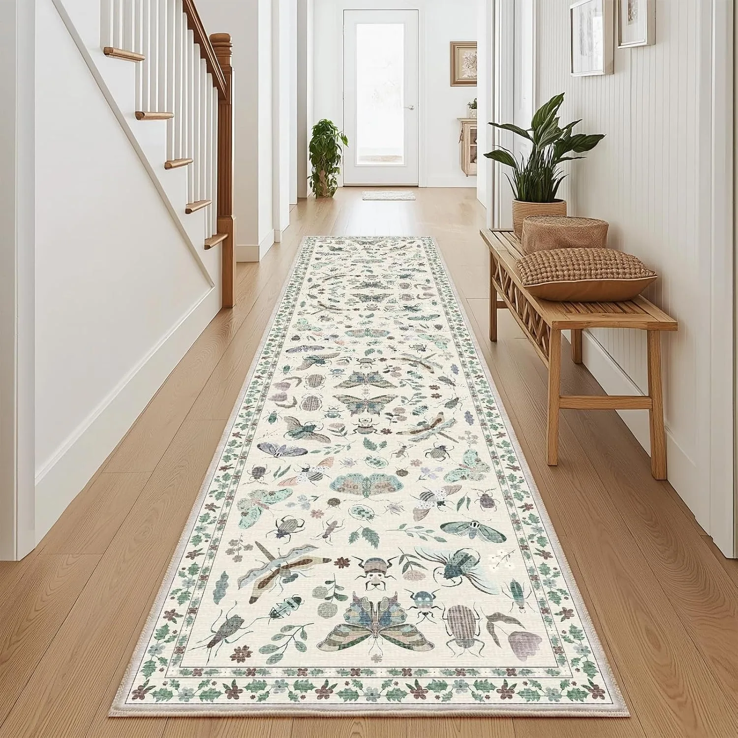 Corridor Carpet Walkway Long Carpets Living Room Bedroom Floor Mat Machine Washable Rug Spring Green Insect Home Decoration Rugs 3