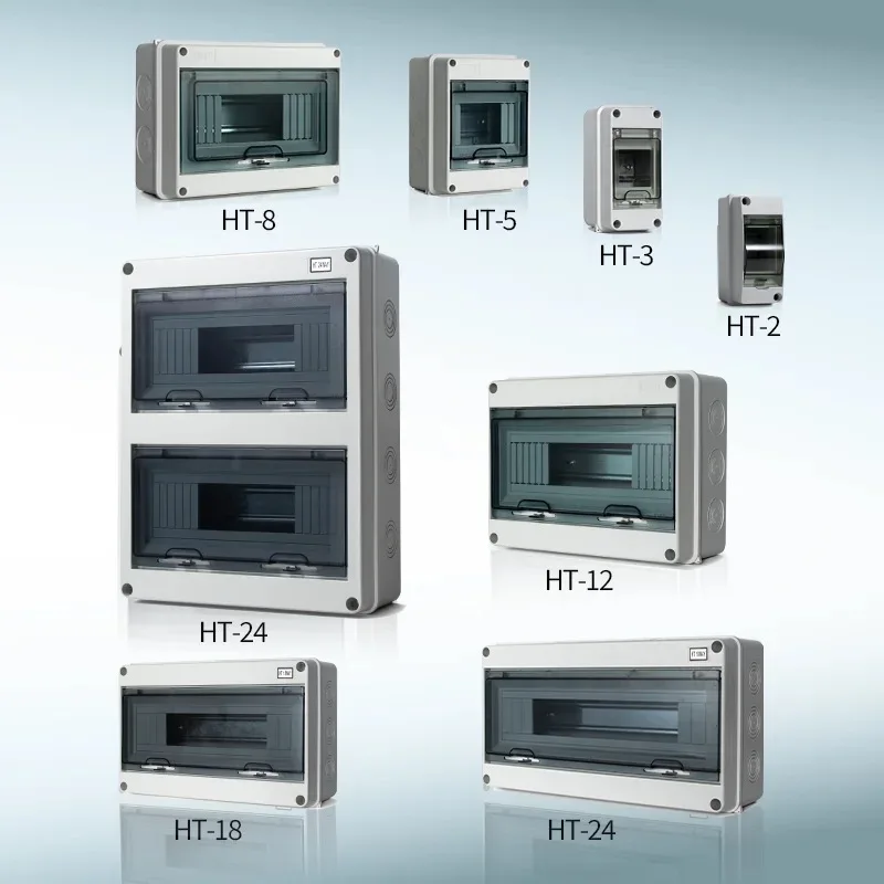 2/3/5/8/12 Ways ABS Outdoor Waterproof Electrical Distribution Box Circuit Breaker MCB Power IP65 HT Series Air Switches Box circuit breaker power distribution block