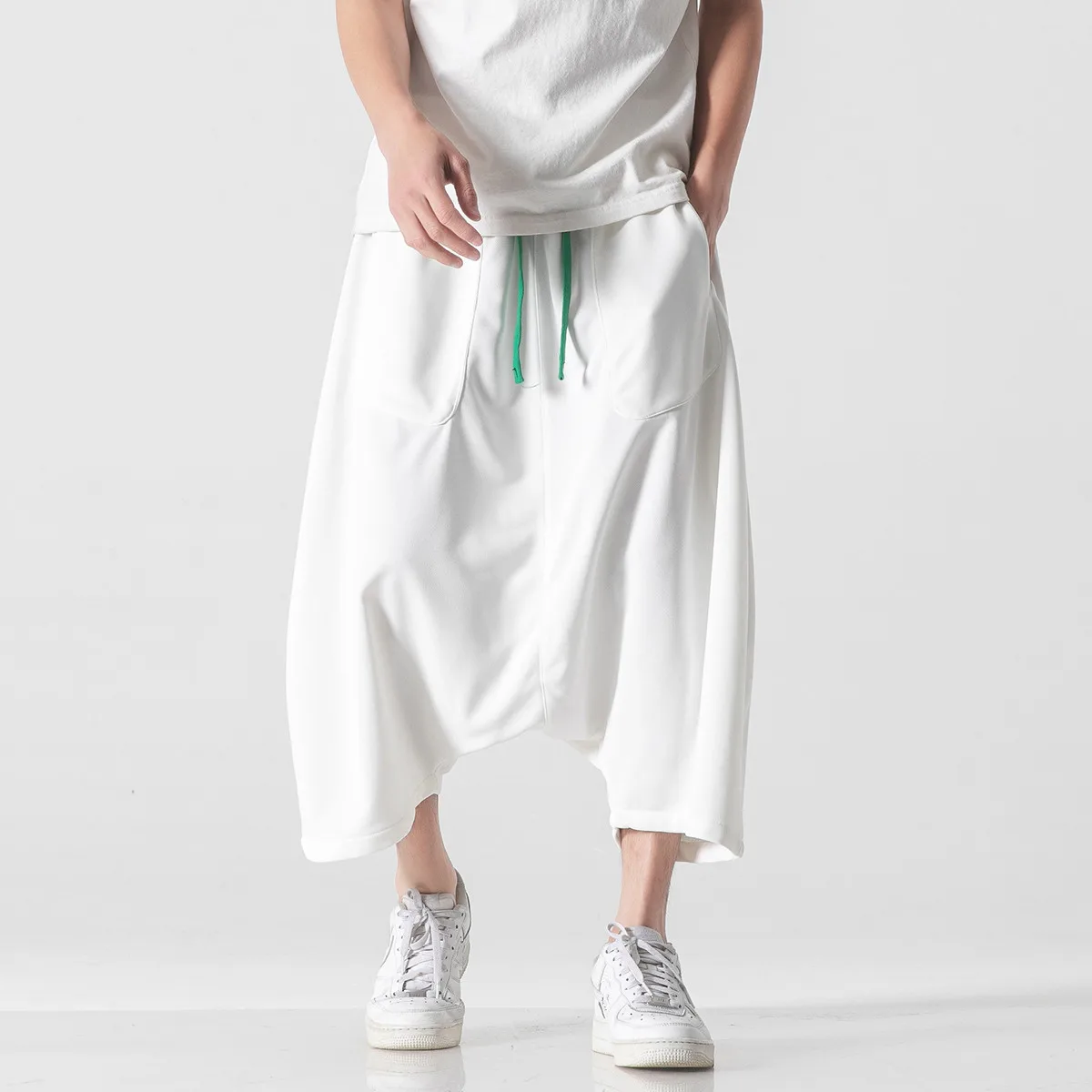 Men Loose Harajuku Wide Leg Calf-Lenght Pants 5XL