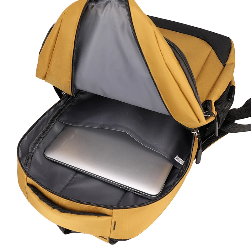 Travel backpack, equipped with adjustable shoulder straps, multiple compartments, and polyester lining, laptop backpack