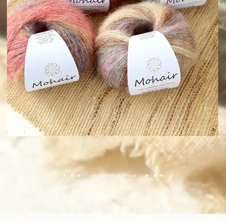 Gradient Silk Yarn Cloud Segment Dyed Mohair Rainbow Yarn Hand Woven Sweater Scarf Hat DIY Shawl Wiring Yarns Knitting Crochet
