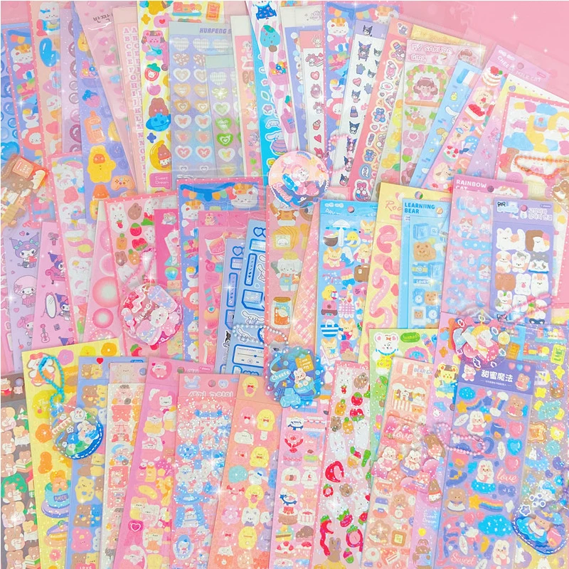 10PCS Children Cartoon Stickers DIY Goo Card Cute Diary Decoration Journaling Materials Scrapbooking Supplies Kids Stationery colorful ribbon holographic laser stickers diy scraping kawaii decorative materials idol card album deco stickers art supplies