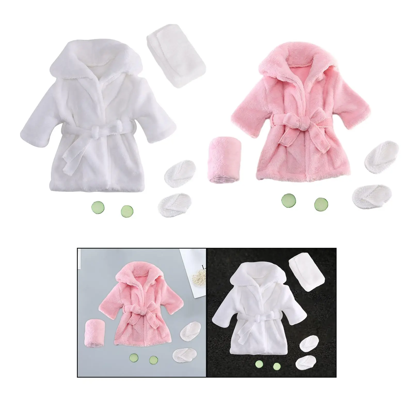 Newborn Photography Props Bathrobe with Slippers Photo Prop Robe Baby Robe Outfit Baby Photoshoot Props for Girls Boys Infant