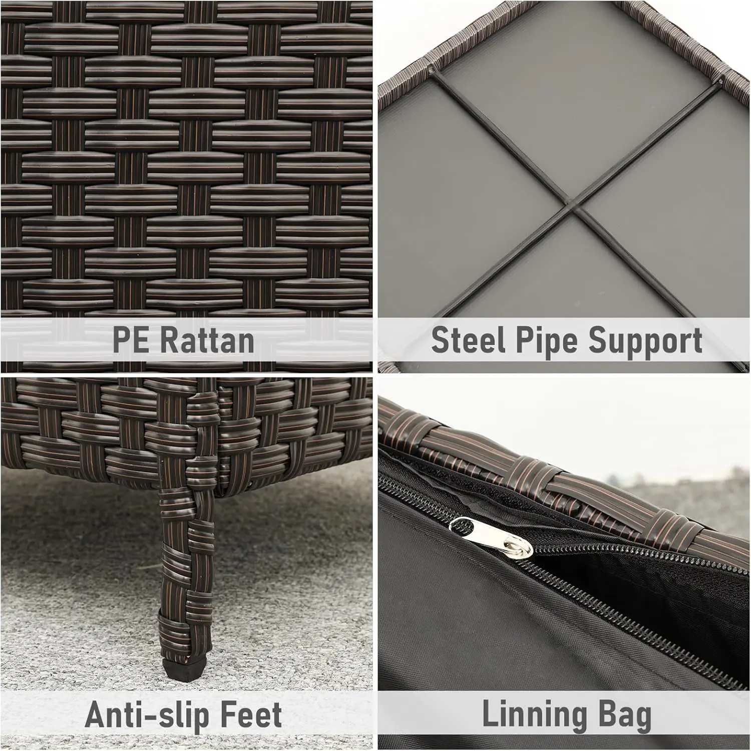 Outdoor PE Wicker Side Table with Storage Patio End Table Resin Rattan Storage Table for Garden Backyard Porch Poolside, Brown