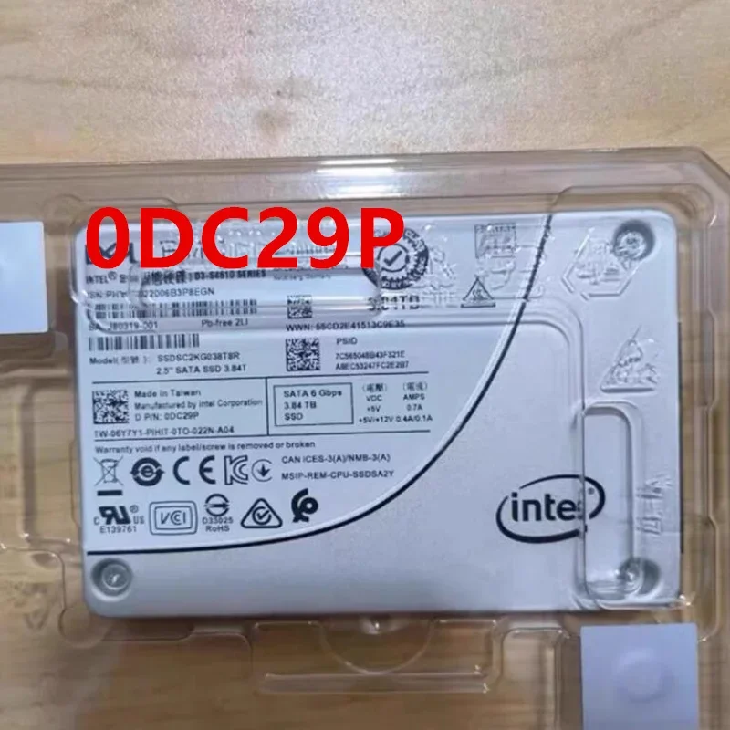 New Original Solid State Drive For DELL INTEL SSD D3-S4510 3.84TB SATA 0DC29P DC29P SSDSC2KB038T8R