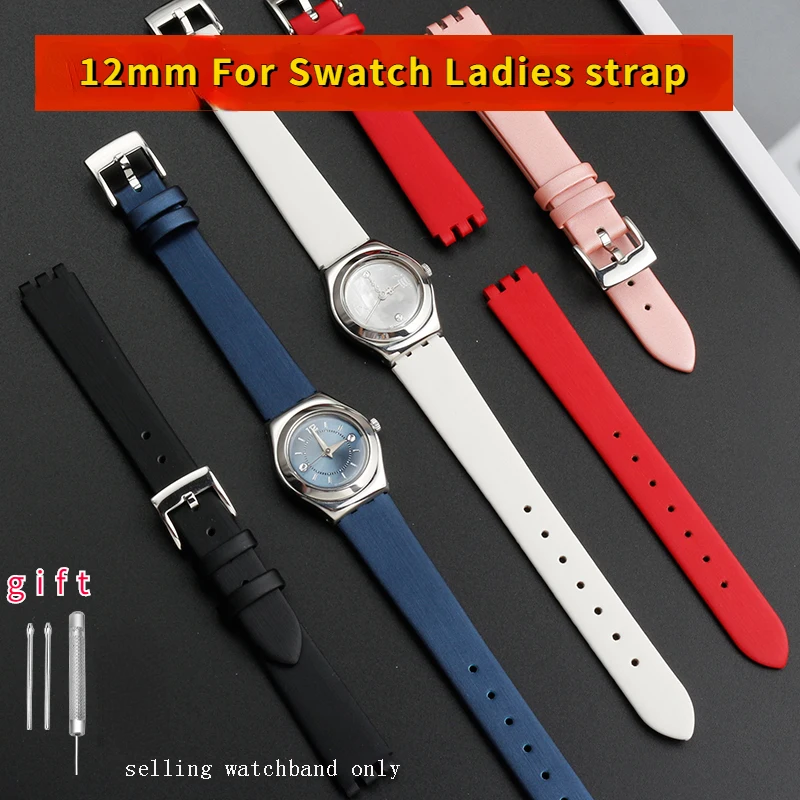 Swatch Skin Swatch Armband 12 Mm Jam Tangan Kulit Sapi Dial Kecil