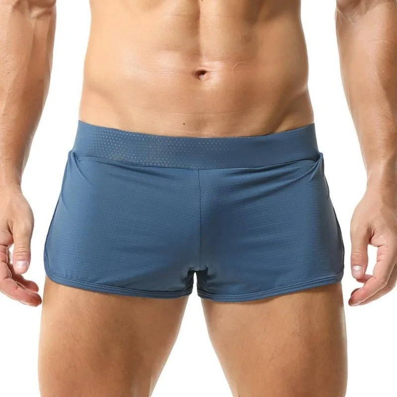 Mens Sleep Shorts Mesh Breathable Pajamas Sexy Underwear Boxer Soft Loose Loungewear Bottoms