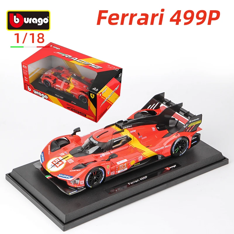 Bburago 1:18 Ferrari 499P 24h LE MANS Racing Alloy Car Model  #51 Die Cast Vehicles Toys Diecast Voiture Gift Collection