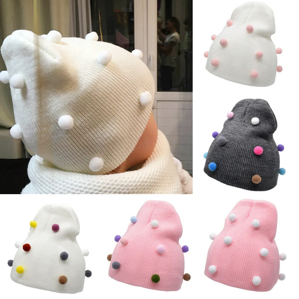  New Winter Autumn Baby Hat Warm Knitted Baby Hat Winter Children Hat for Girl Boys Solid Color Girl Hat Knitted Girl Hat 