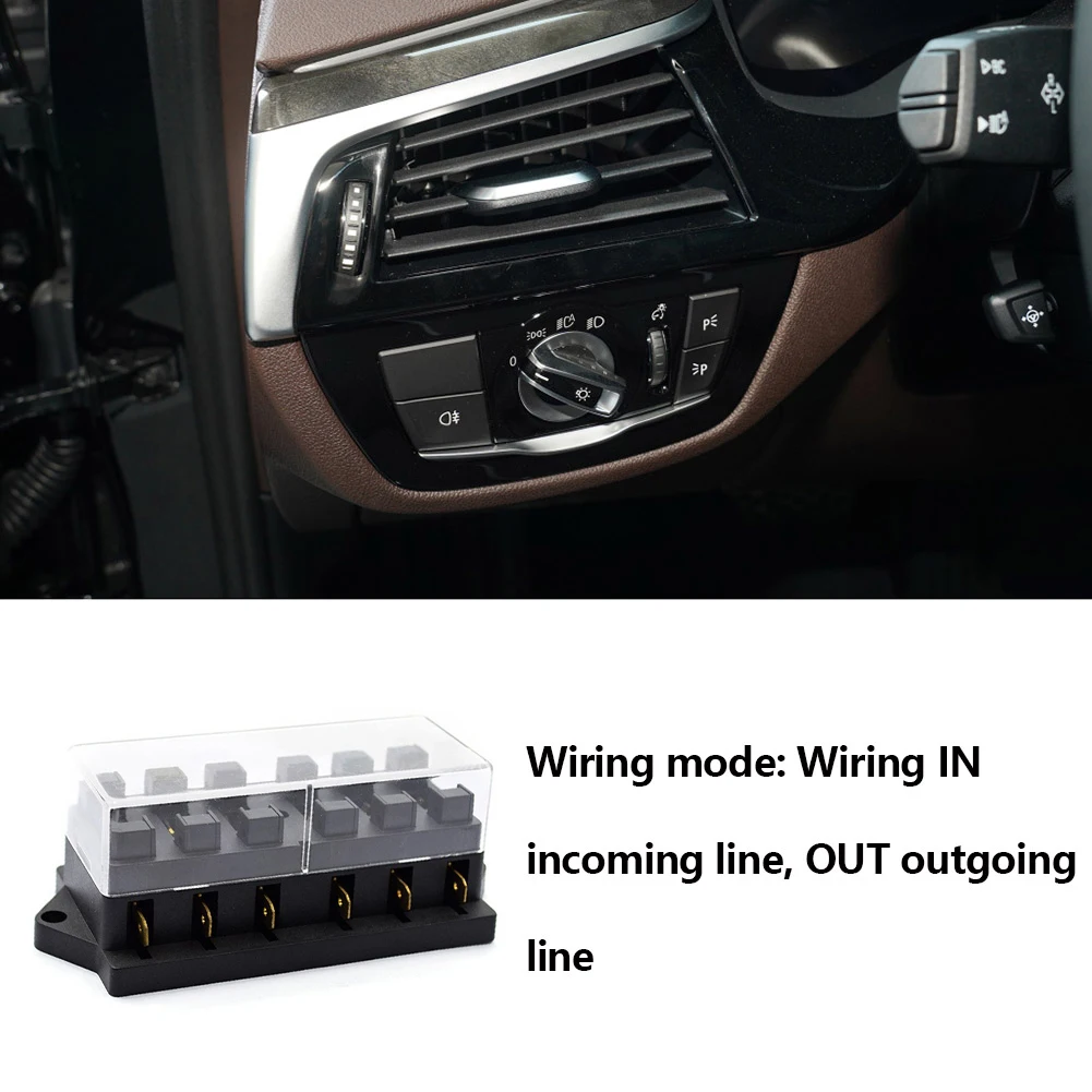YJ-FB017 6 Ways 12-24V Automotive Circuit Blade Fuse Box for Car Truck Vehicle