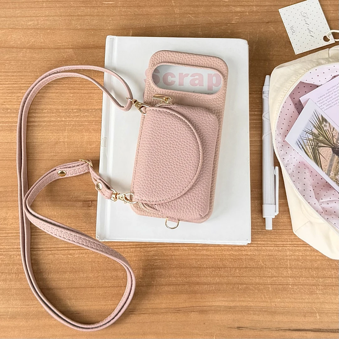 Luxury Crossbody Leather Card Purse Wallet Case with Makeup Mirror Cover