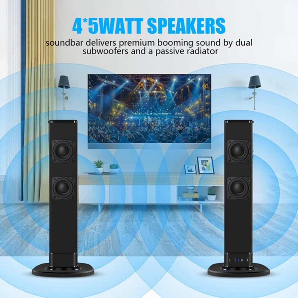 Bluetooth Detachable Speaker Wired & Wireless 20W Soundbar with MIC Built-in  Subwoofer Home Theater TV Stereo 3D Surround Sound
