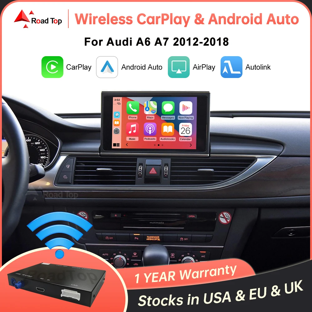Wireless CarPlay Android Auto Decoder for Audi A6 A7 2012-2018 with Mirror Link AirPlay Car Play USB Rear Camera BT