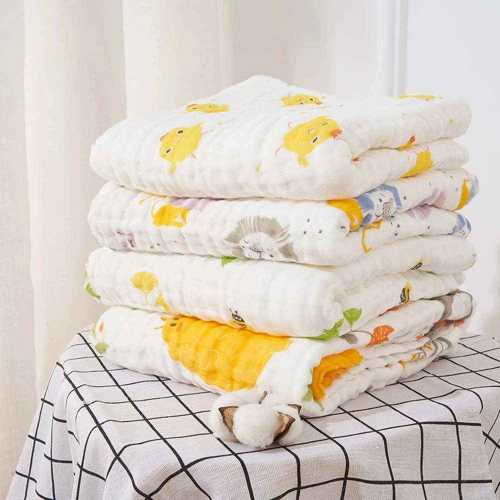 

Baby Blanket Carrot Print 6 Layers Bath Towel 100%Cotton Infant Wrap Breastfeeding Cover Cartoon Cute Baby Stroller Blanket