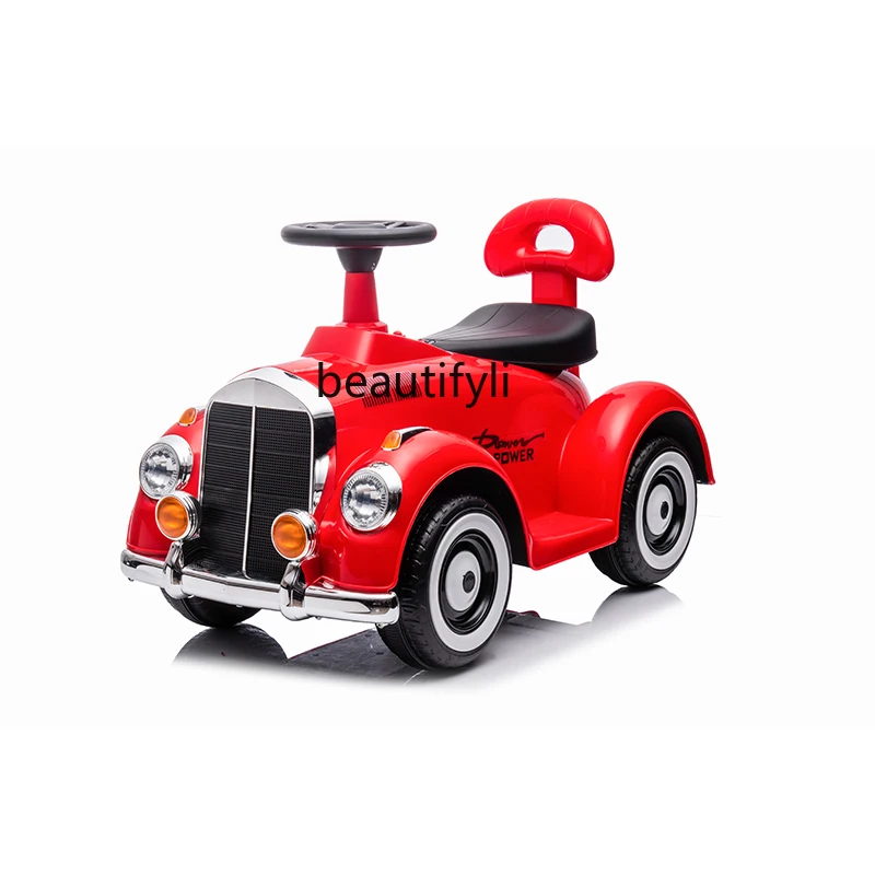Retro children's electric car motorcycle four-wheel battery car boys and girls baby children can ride toy