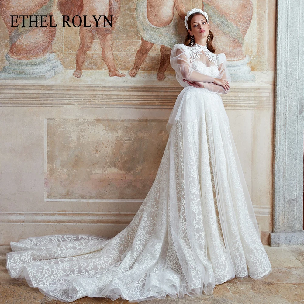 

ETHEL ROLYN Wedding Dress With Long Sleeved Jacket 2022 Princess Bride Backless Appliques Lace Bridal Gown A-LINE Vestido Novia