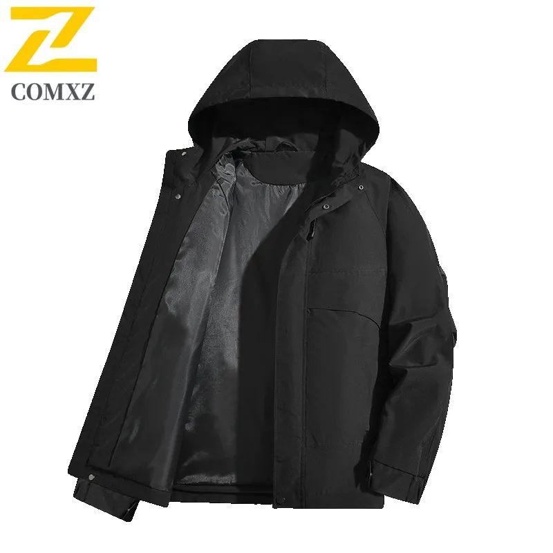 COMXZ Hooded Luxury Jacket Men Hiking Journey Thick Warm Coat Multi-Purpose Everyday Use Light Cold Proof Winter New Clothing