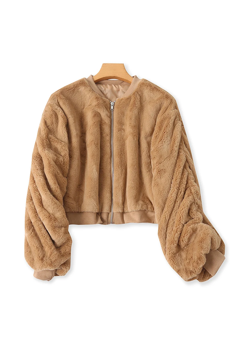 

2023 Women's Clothing Stylish stand collar Faux Fur Coat Winter New 9