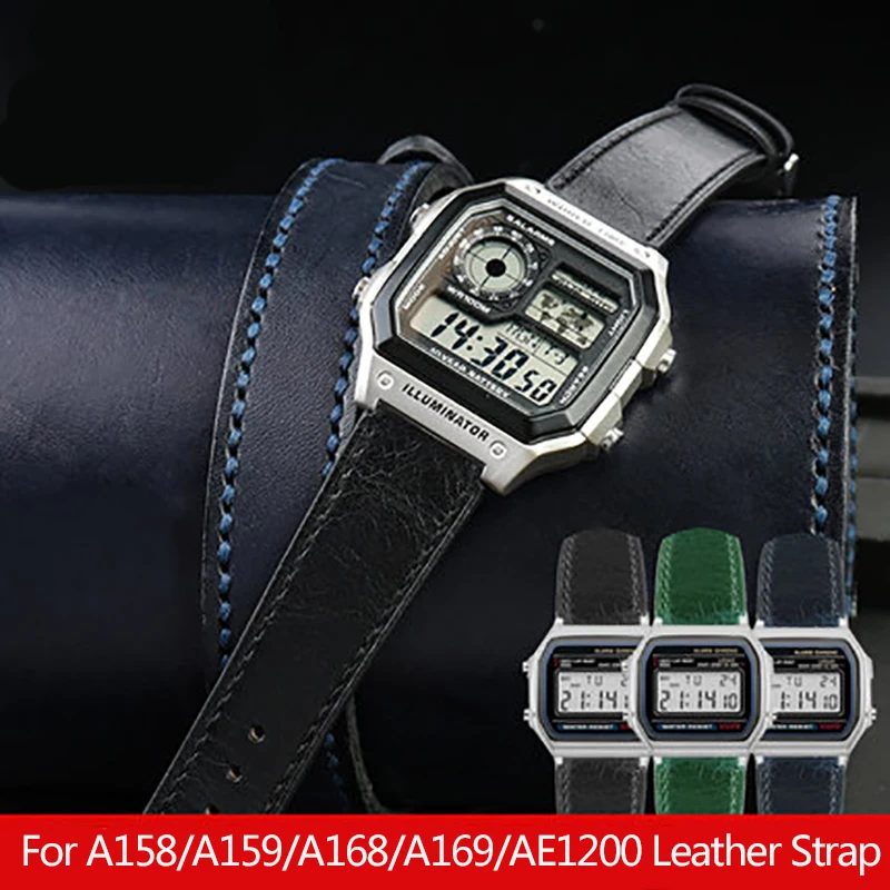 Cinturino Vintage In Vera Pelle Per Casio A158/A159/A168/A169/Ae1200/1300/1000/A158W/F91W/Ae-1200W Cinturino Per Orologio Sportivo