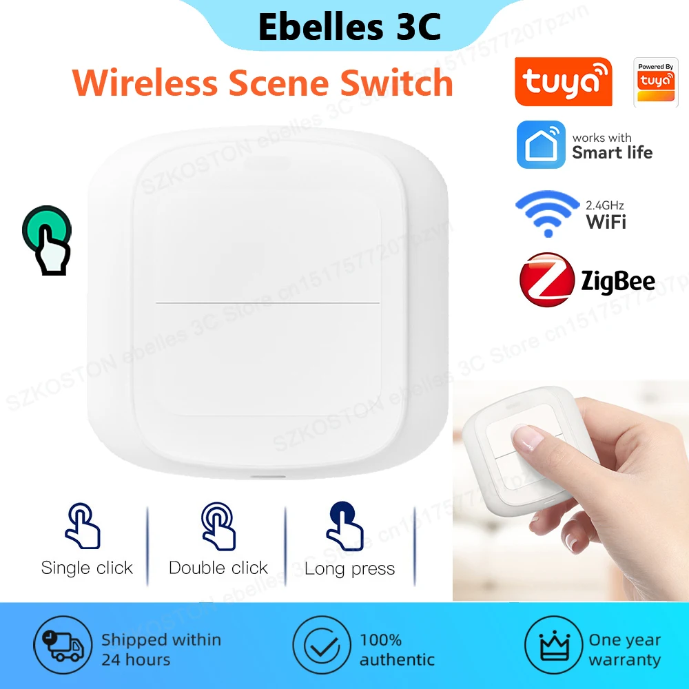 Interruptor inteligente Tuya ZigBee, dispositivo con WiFi, 2 entradas
