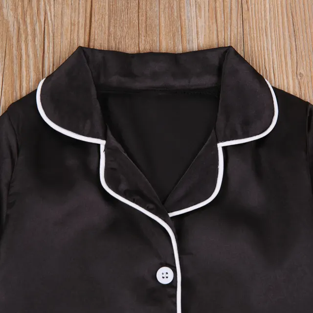 2020-09-09 Lioraitiin 1-7T Toddler Baby Black Satin Pajamas Infant Boy Short/Long Sleeve Pants Sleepwear Casual 2PCS Homewear 4