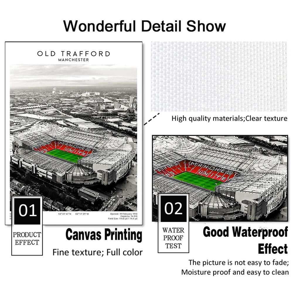 Sports Venue Canvas Painting Football Field Cricket Old Trafford Stadium Wall Art Poster Manchester United Print Gift Room Decor