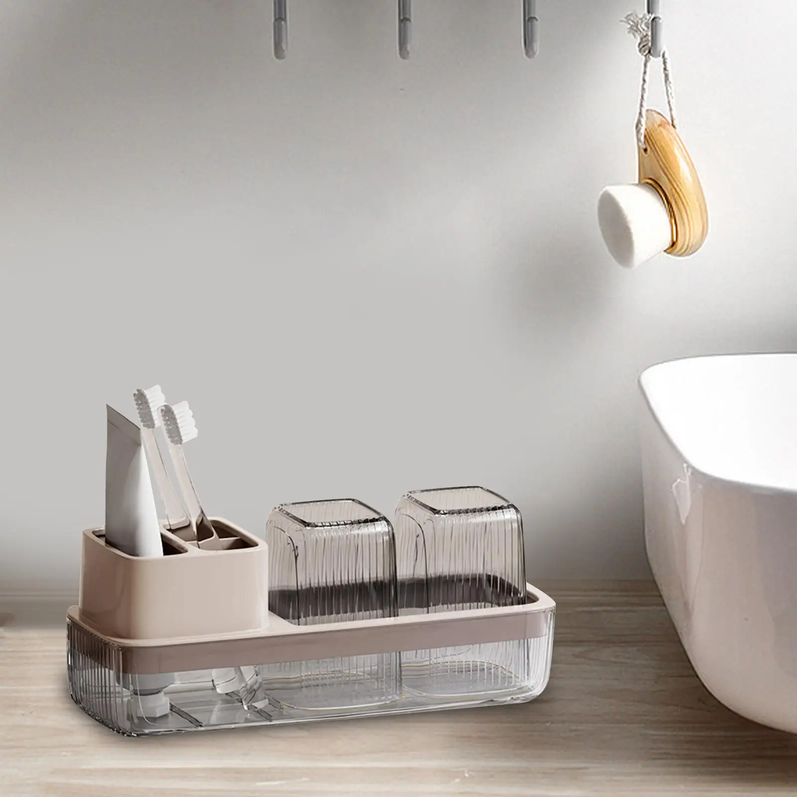 

Стеллаж для хранения стаканов для зубных щеток, простой в использовании, компактный, водонепроницаемый, многофункциональный, для отеля, бытовой, душевой, спальни, туалета