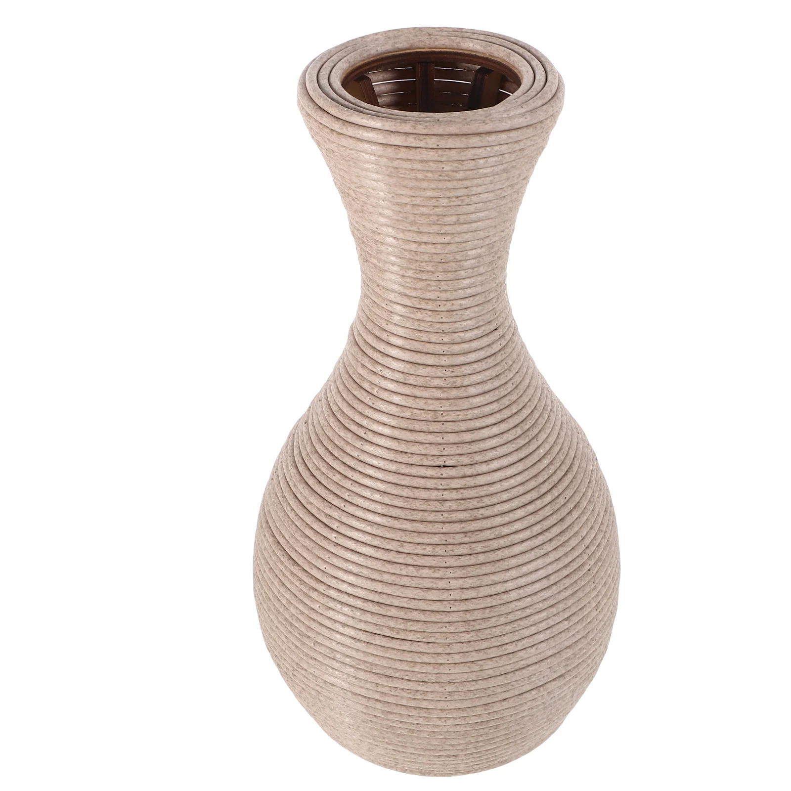 Woven Flower Tall Decorative Containers European Woven Plastic Vase Style Beige Braided Plastic Lasting 4