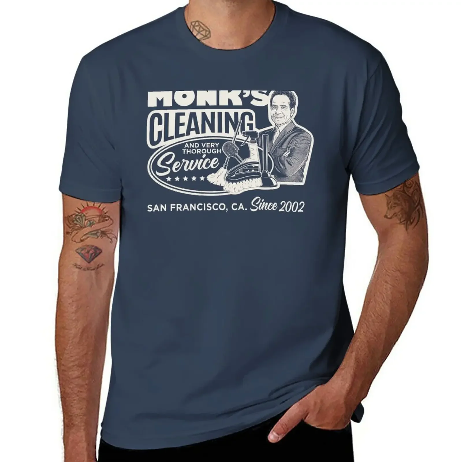 

Monk's Cleaning Service T-Shirt tops cute tops anime mens clothes