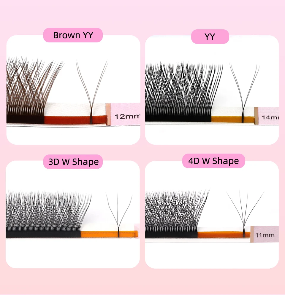 AGUUD Brown Black Y W Shape Lash Extensions Bloom Automatic Flowering Premade Fans  3DW 4DW Full Dense Individual Eyelashes