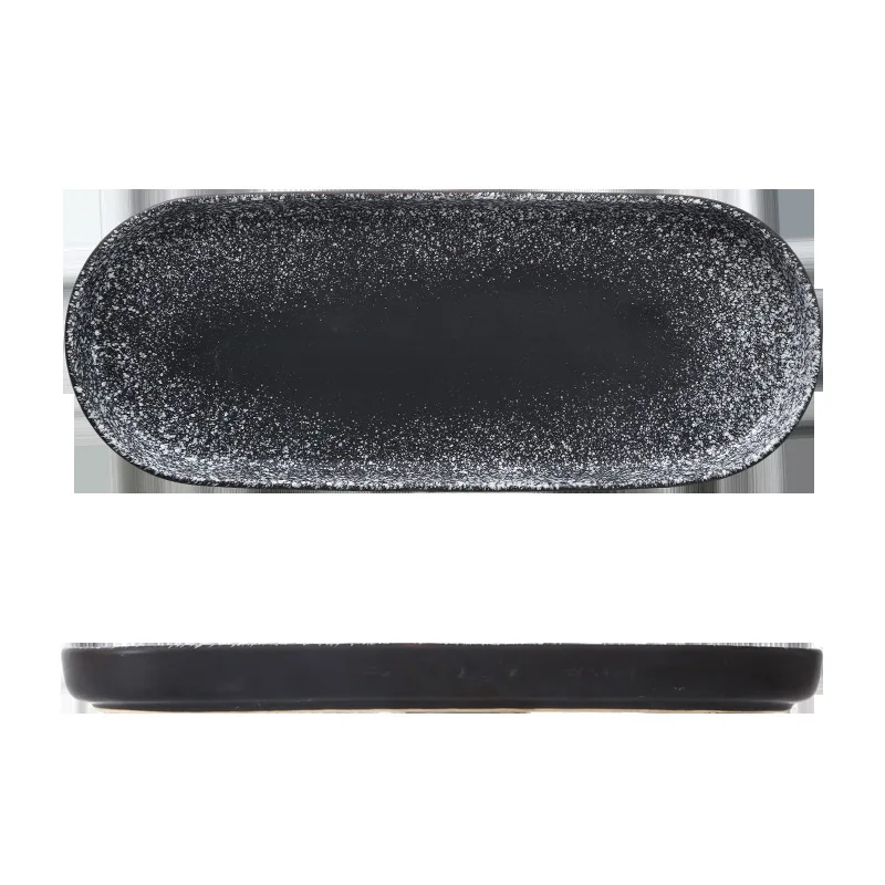 Japanese-style sushi plates, rectangular iron plate-shaped ceramic tableware, vegetable plates, creative household