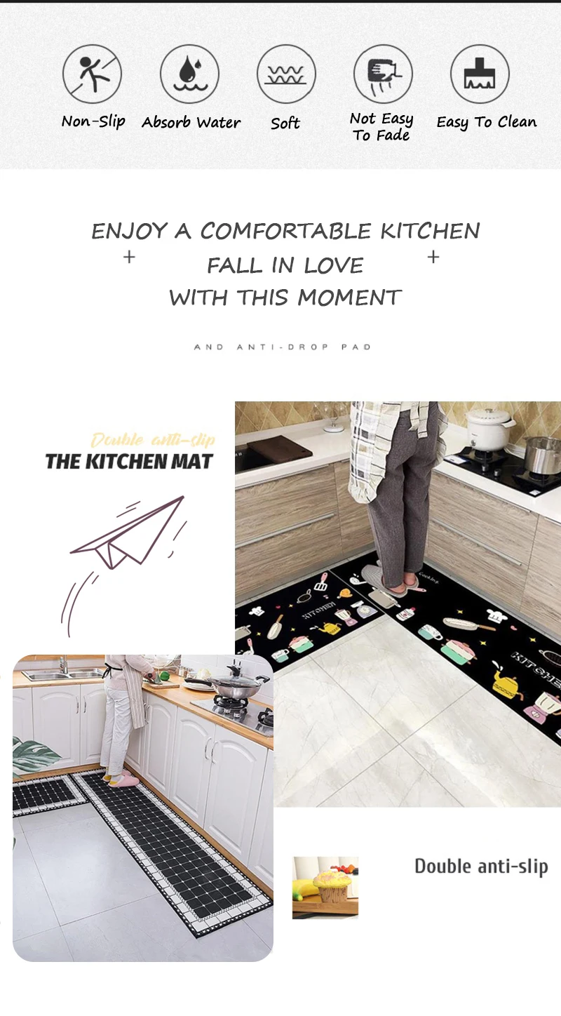 (Last Day Promotion – 50% Off!!!)🔥2024 Latest 3d Kitchen Printed Non-slip Carpet