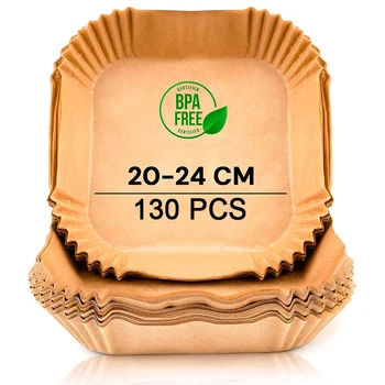 30-200 Pcs Hot Air Fryer Paper Liners for Cosori 5'5/6’4 L 20cm 23cm XXL Large Square Disposable Airfryer Oven Baking Paper Tray