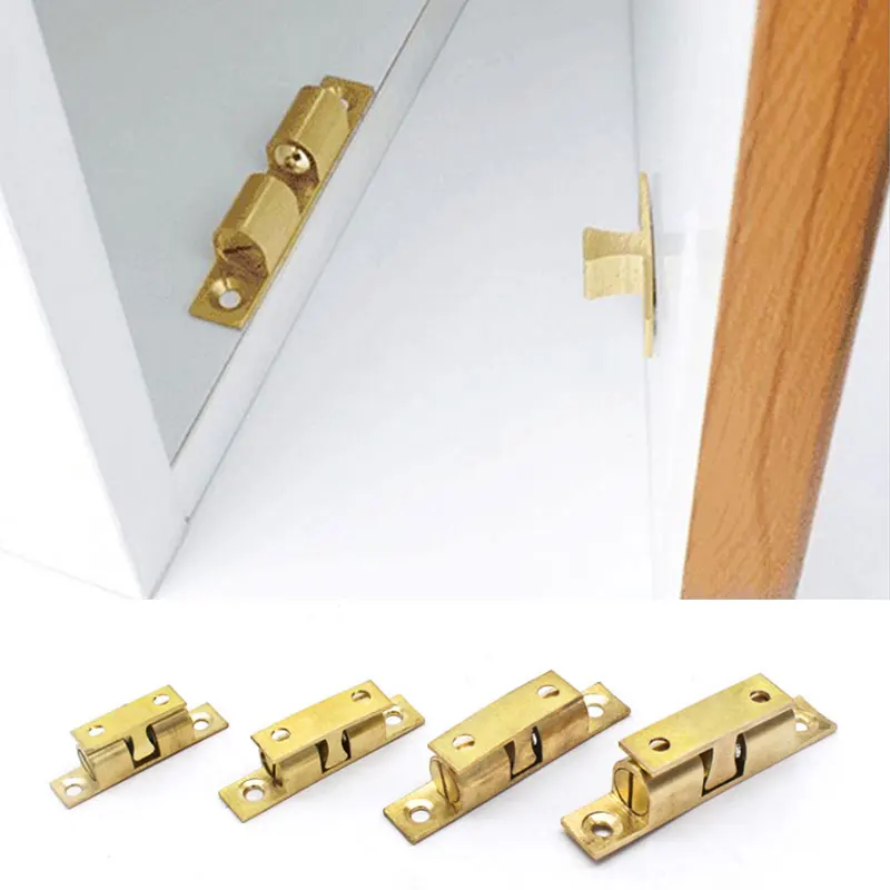 Pure Brass Bumper Bead Card Type Door Bumper Door Catch Buckle Spring Lock Brass 40mm Cabinet Magnetic Clip