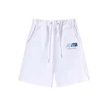  Trapstar High Street Blue White Towel Embroidery Men's And Women's Short Sleeve Shorts Set 