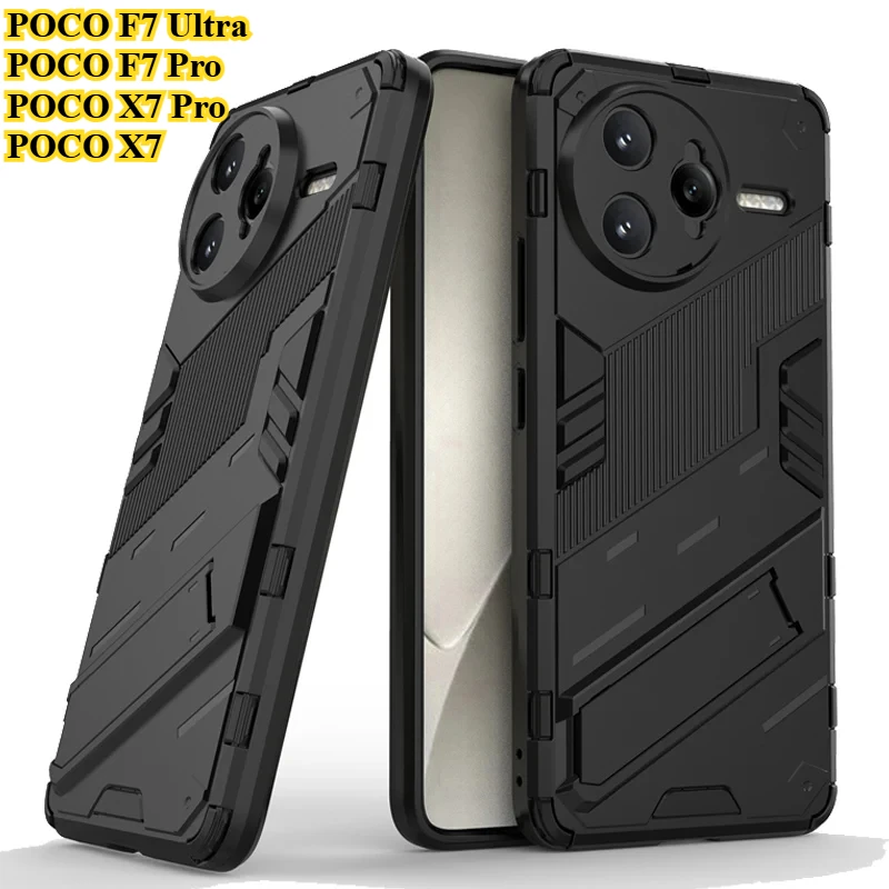 Luxury Anti-Drop Shockproof Armor Phone Holder Case with Full Protective Hard Back Cover