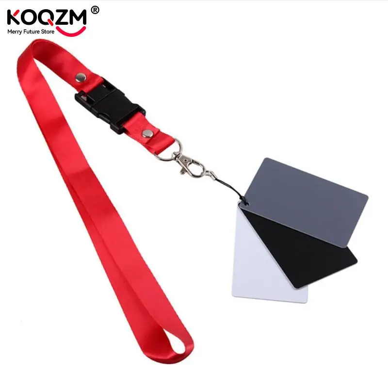 3 In 1 White Black Grey Balance Cards 18 Degree Gray Card S Size With Neck Strap Photography Accessories For Digital Cameras