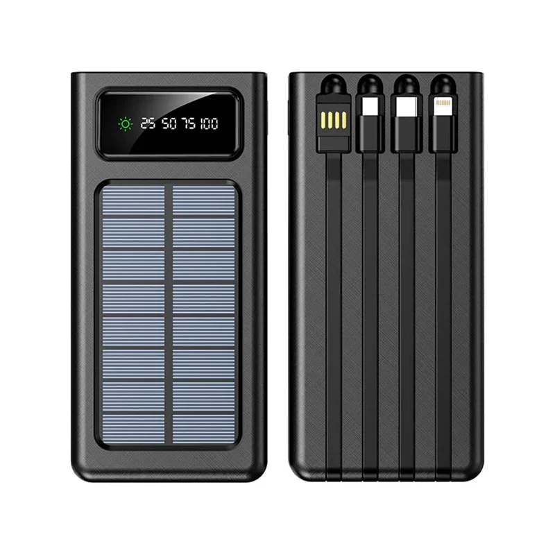 30000Mah-12000Mah Large Capacity Portable Charger Solar Power Bank Built-In 5 Outputs and 3 Inputs Cable for Mobile Phone Audio 2