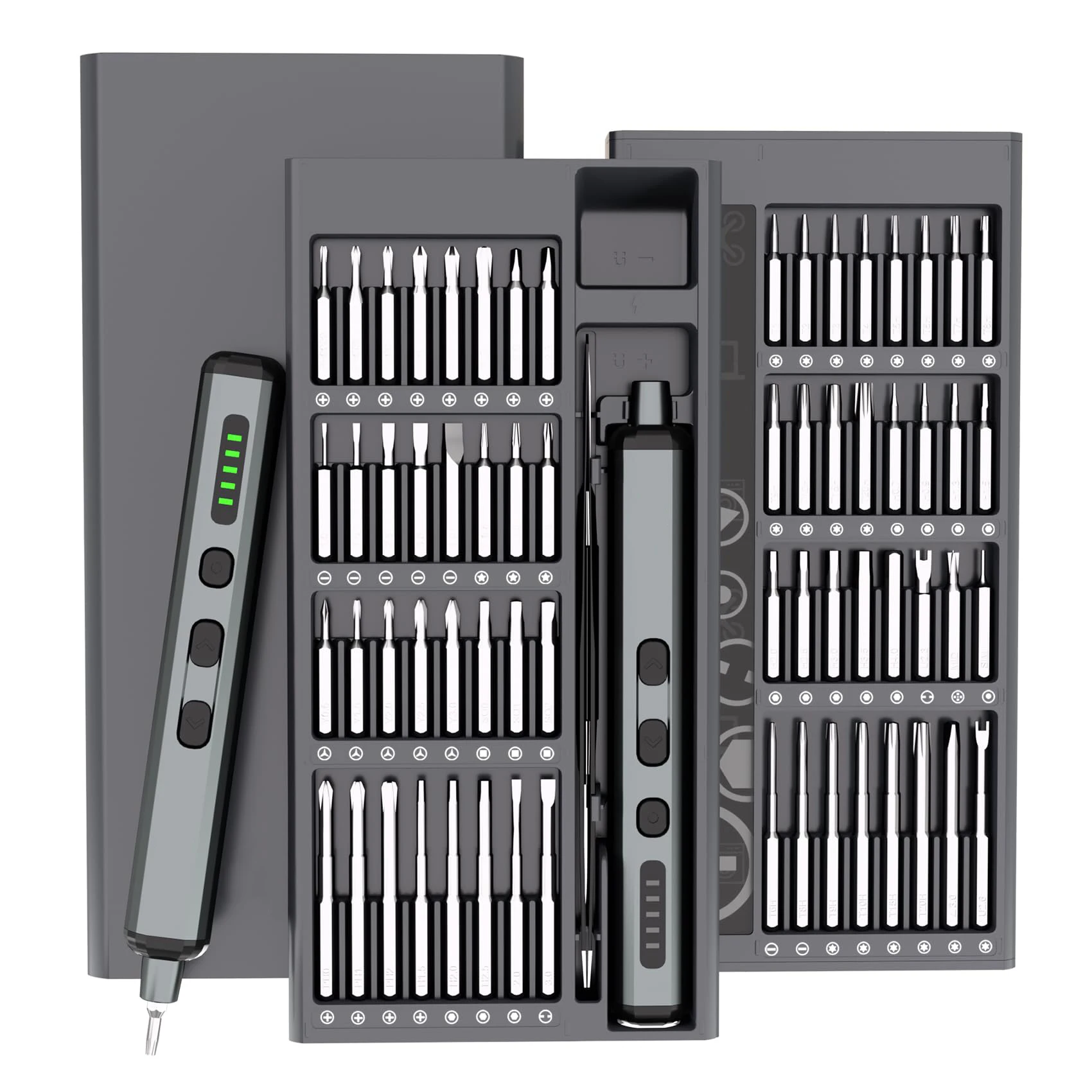 Mini precision electric screwdriver set 68 in 1 power repair tool with 64 magnetic Torx Phillips drill bits 5 torque settings
