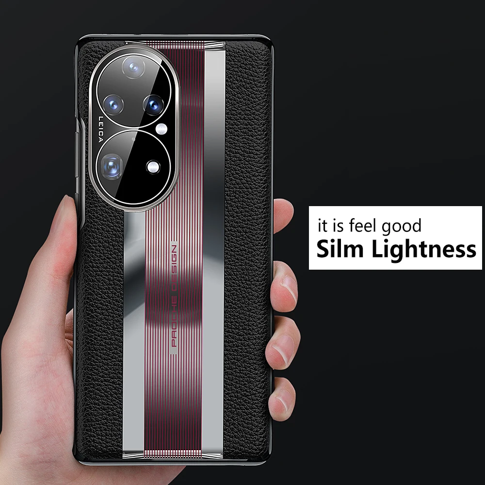 Genuine Leather Phone Case For Huawei P50 Pro Cowhide Crocodile texture Original Cover P 50 P50Pro Luxury plating Hard Capa