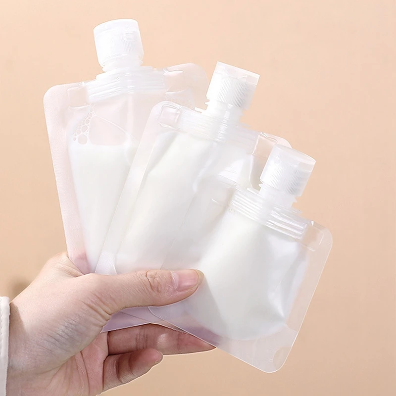 

10pcs/set 30/50/100ml Clamshell Packaging Bag Stand Up Spout Pouch Plastic Hand Sanitizer Lotion Shampoo Makeup Fluid Bottles