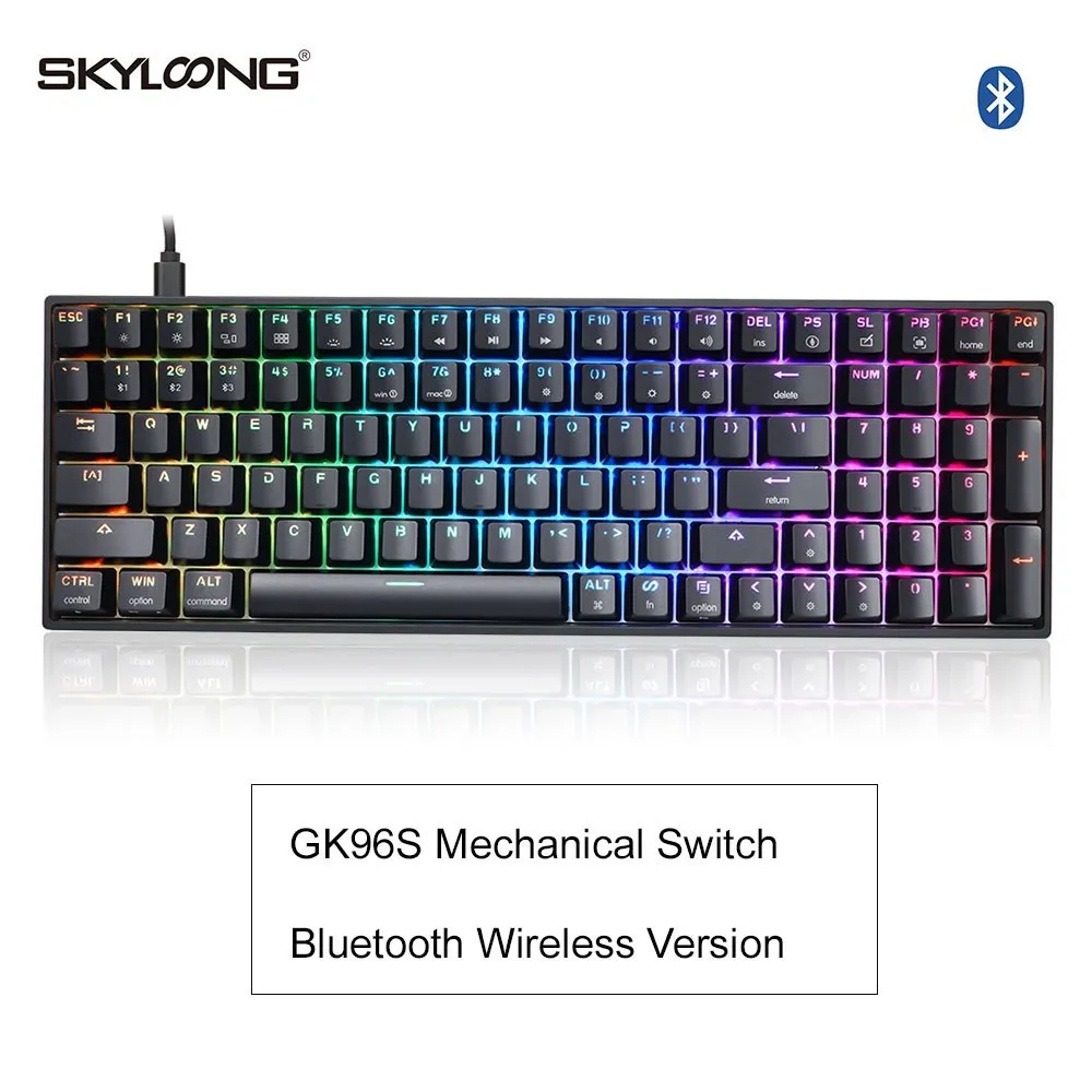 Skyloong 96 Keys Mechanical Keyboard USB Type C Bluetooth Wireless SK96 GK96 Dual Connection ABS OEM Mini RGB Gaming Accessories computer keyboard computer peripheral Keyboards