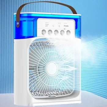 휴대용 선풍기 에어컨, USB 전기 선풍기, LED 야간 조명, 물 미스트, 재미있는 가정용 가습기, 3 인 1, 2024 신제품