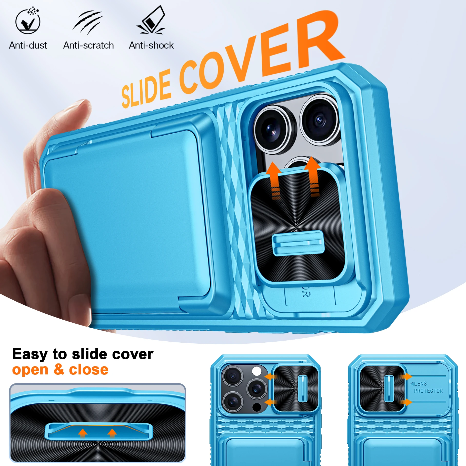 RFID Blocking Sliding Camera Wallet Case with Anti-Slip Texture - Perfect Mother's Day Gift